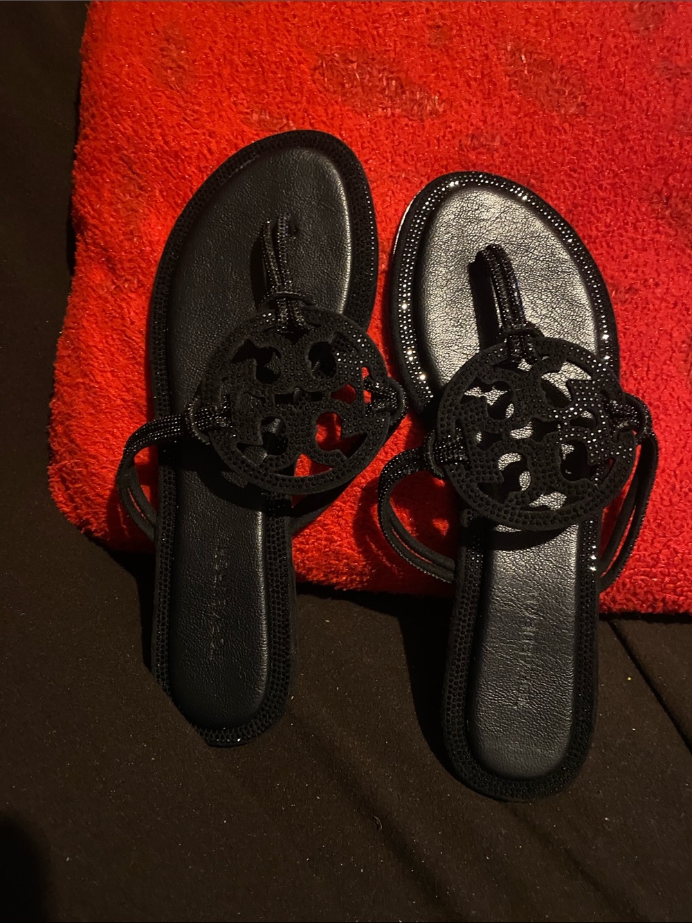 Tory Burch Black Logo Medallion Sandals